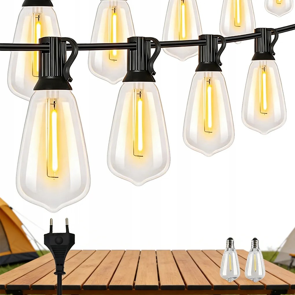 Kerti girland Led fény 15,2m Kültéri Kerti Lámpák Meleg