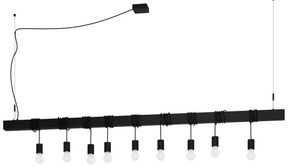 Eglo 39939 - Csillár zsinóron TOWNSHEND-B 9xE27/40W/230V fekete