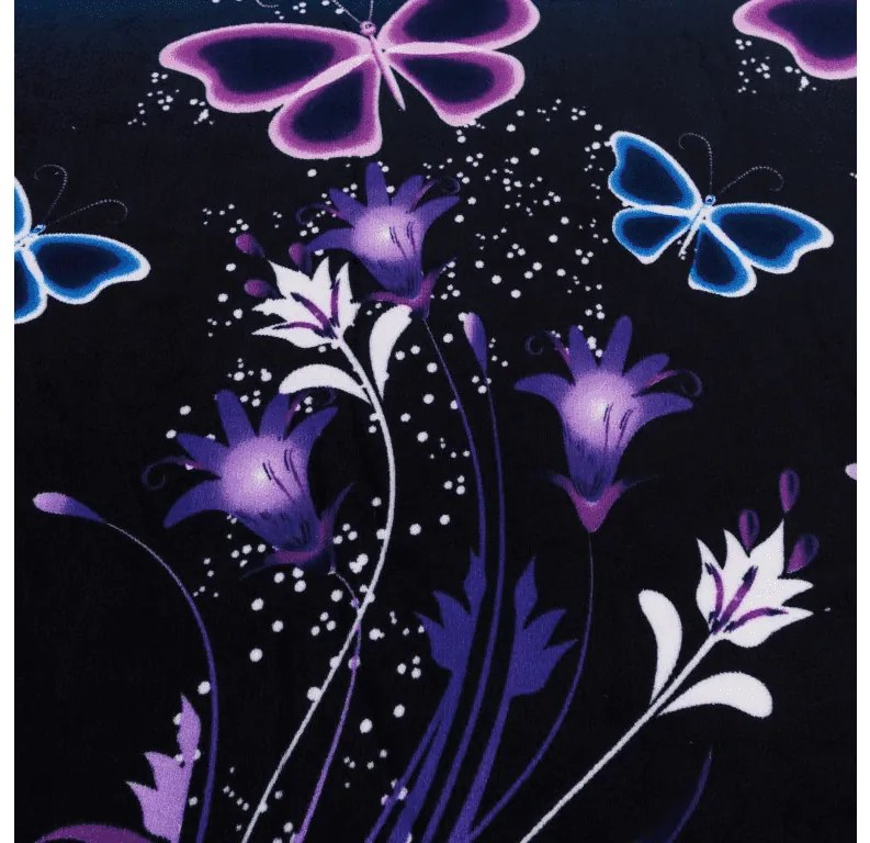 Mikroplüss lepedő VIOLET BUTTERFLY 160x200 cm sötétkék