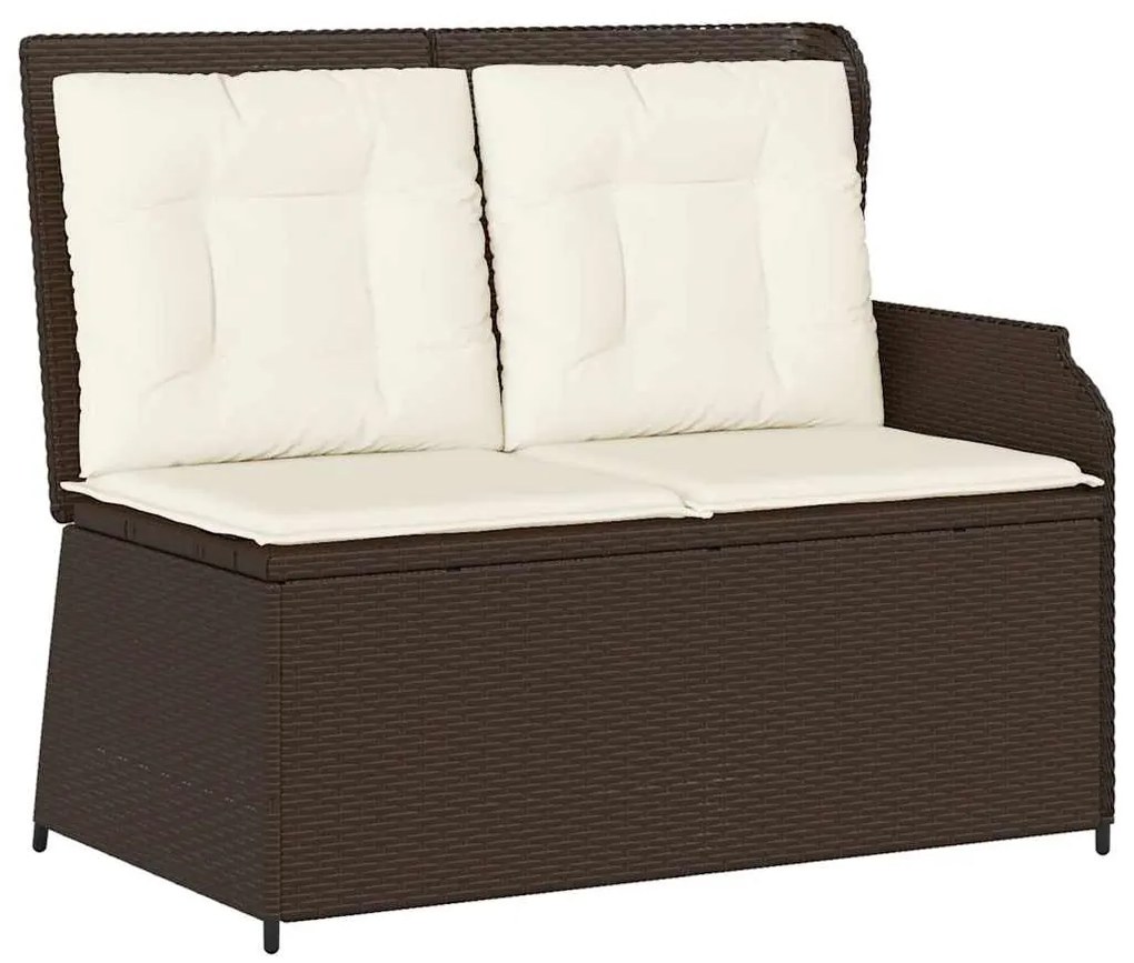 Barna polyrattan dönthető kerti pad párnával