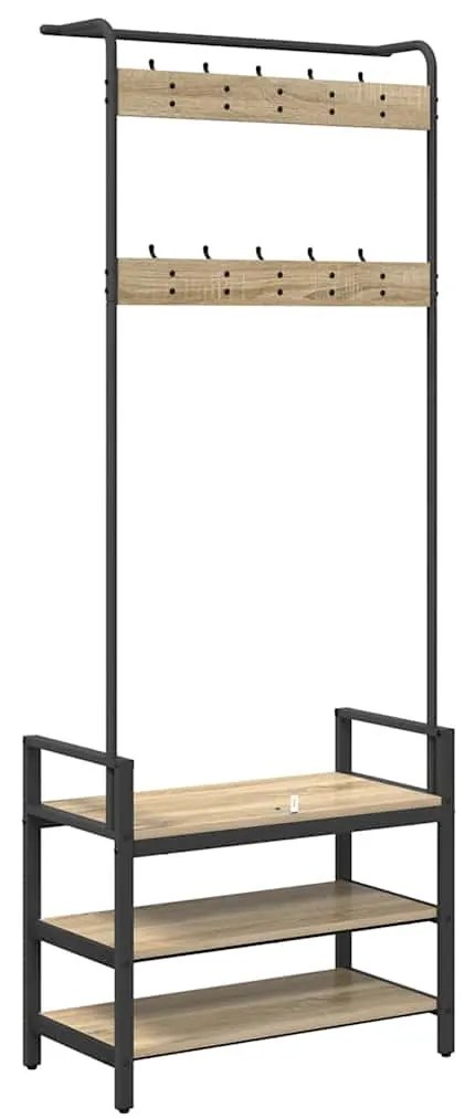 Kabáthorog polcokkal sonoma tölgy 75 x 34 x 184 cm Faanyag