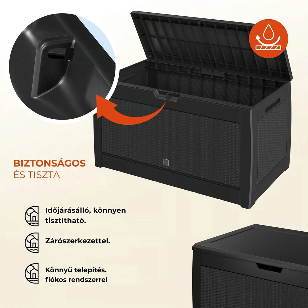 RATO tárolódoboz, 310L, 119x48x60 cm, antracit Prosperplast