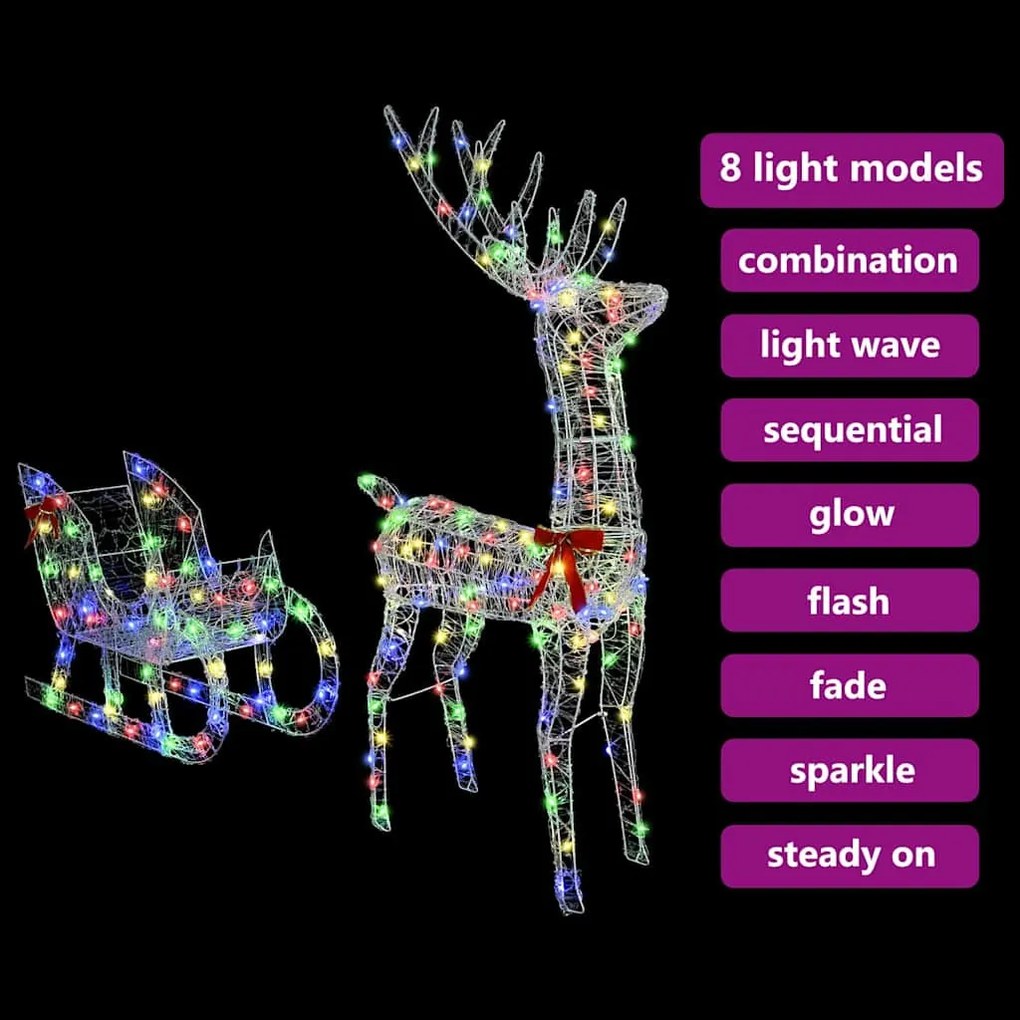 Rénszarvas húzta szán színes 70 x 26 x 128,5 cm Akril