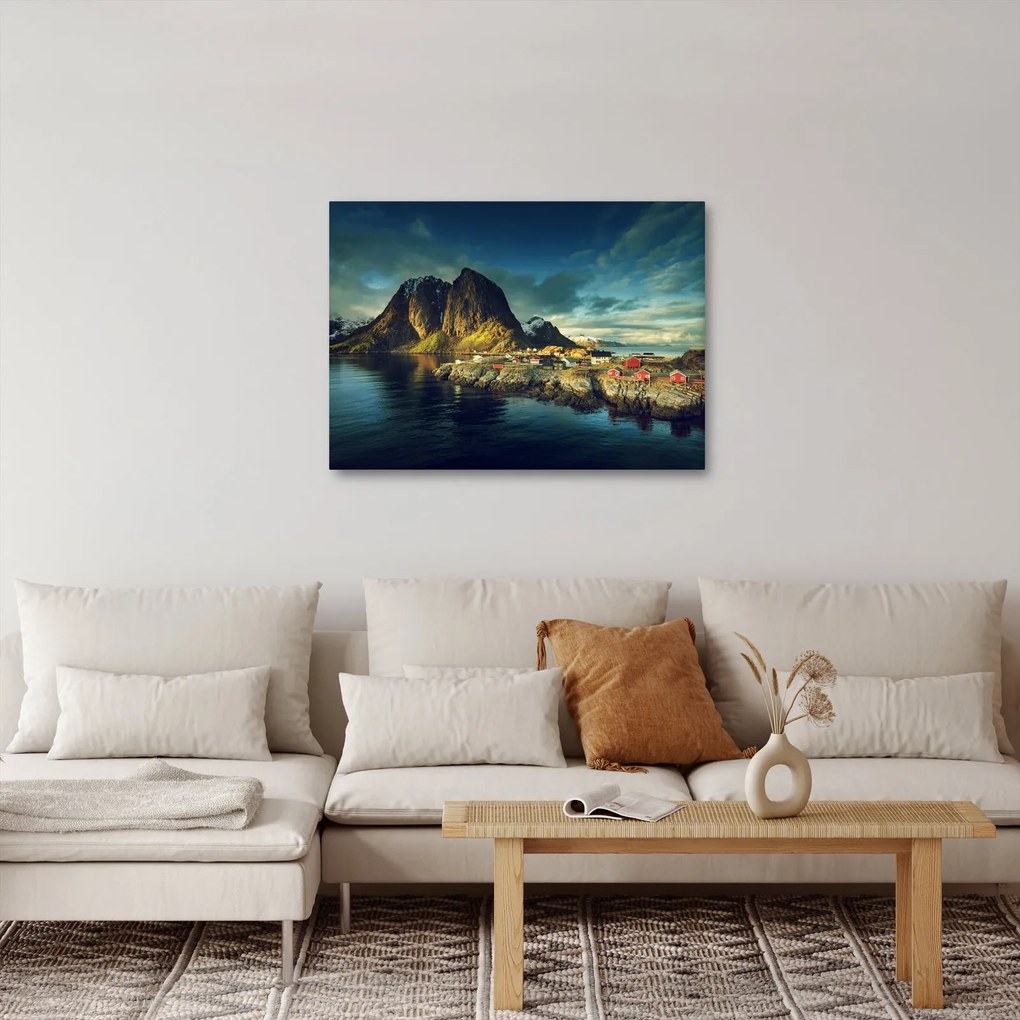 Egy halászati falu képe Norvégiában (70x50 cm)