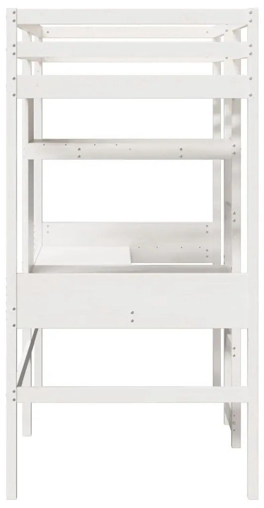 fehér tömör fenyő galériaágy-keret matrac nélkül 75 x 190 cm