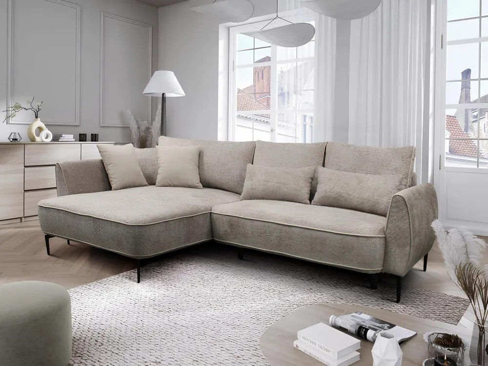 Sarokkanapé, szürkésbézs Taupe, balos, MURIEL ROH