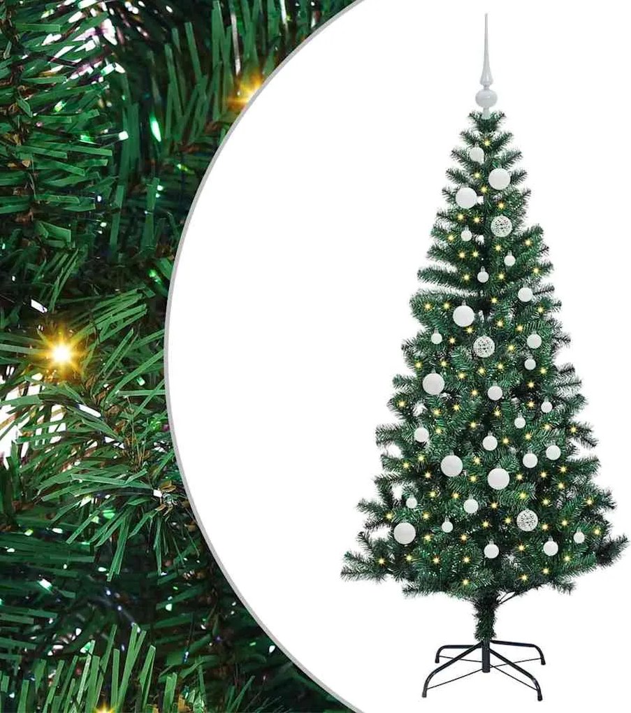 vidaXL Mesterséges, előre világított karácsonyi fa Zöld 150 cm