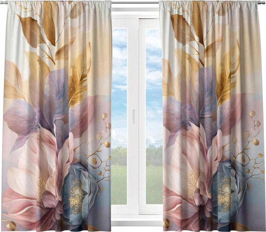 Kész Függöny Rövid Béka Szalag 140X160 Függöny Konyha Virágok 142