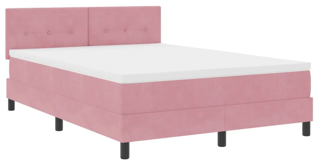 Boxspringágy Mattal és LED világítással Rózsaszín 140x200 cm Bársonyos
