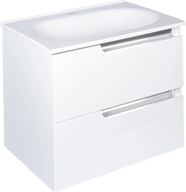 Piramida EURIDIKA fali fürdőszobabútor - műmárvány mosdóval -2 fiókos - 65 x 53 x 48 cm