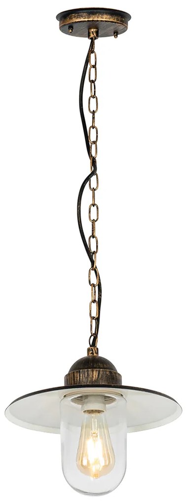 Rusztikus kültéri lógólámpa antik arany IP44 - Kansas