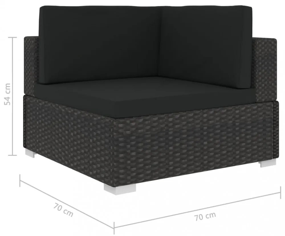 vidaXL 4 részes fekete polyrattan kerti kanapészett párnákkal