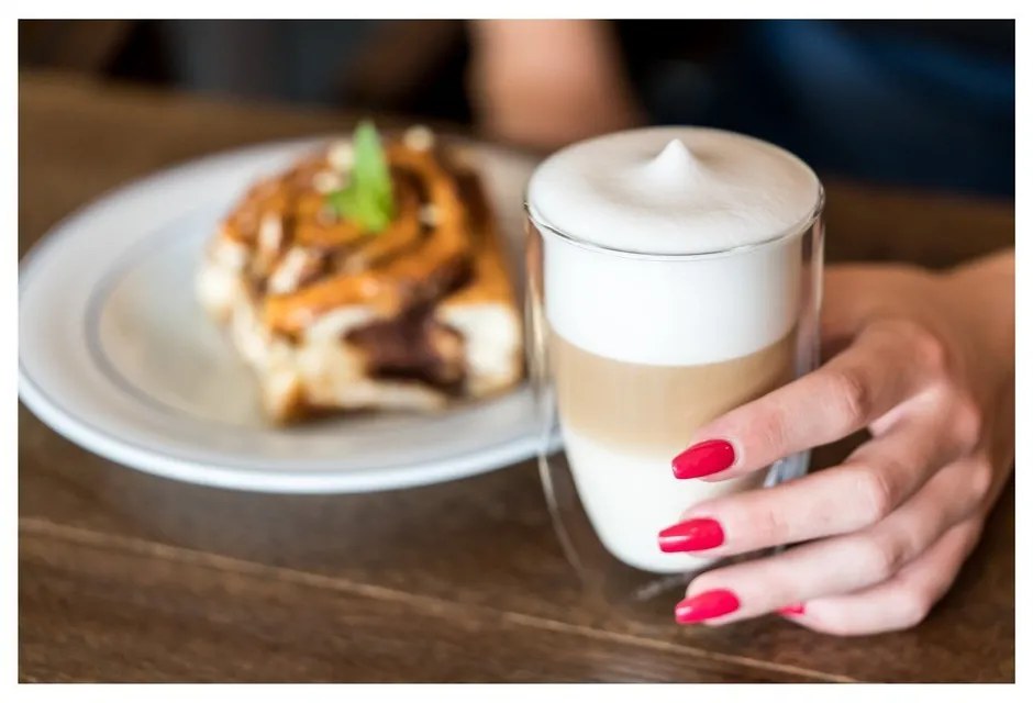 Üveg duplafalú bögre szett lattéhoz 6 db-os 350 ml – Vialli Design