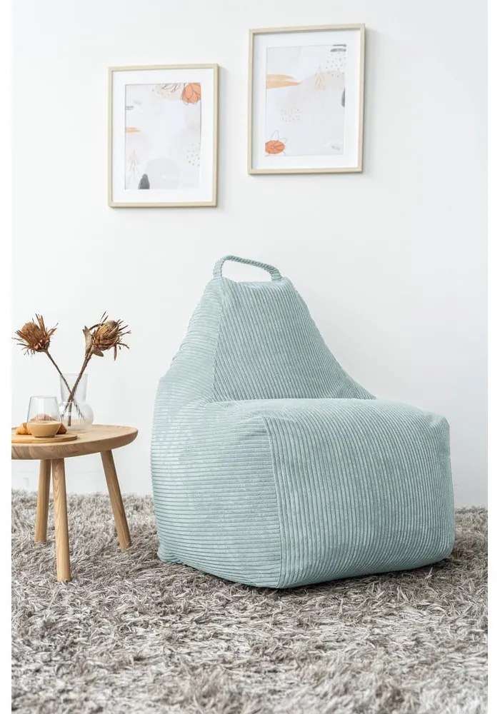 Mentazöld kordbársony babzsákfotel Play Amuse – SLOWDOWN