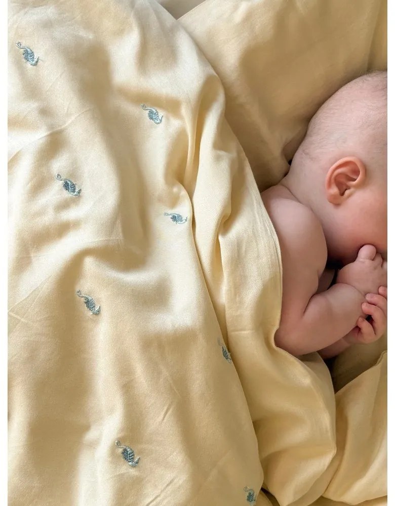 Világossárga bio pamut gyerek ágyneműhuzat babaágyhoz 70x100 cm Sea Garden – Cam Cam Copenhagen