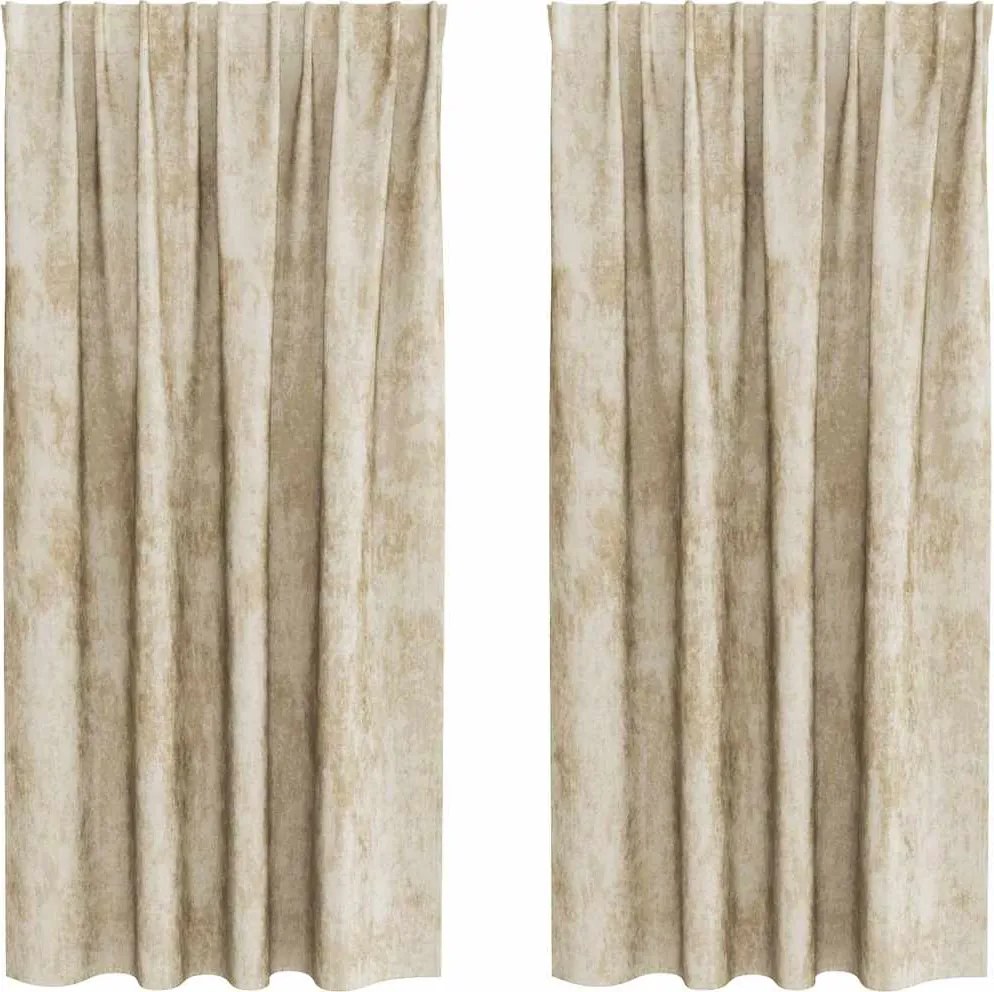 vidaXL Bársonyfüggönyök függönyökkel 2 pcs Krém 175 x 140 cm Bársony