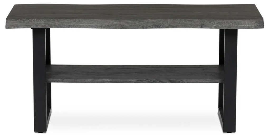 Măsuțăde cafea 120x60x55 cm, blat MDF, decor stejar gri, metal, raft, picioare negre