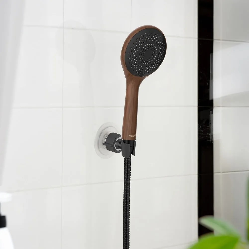 Fekete öntapadós műanyag zuhanyfej tartó Libertà – Wenko