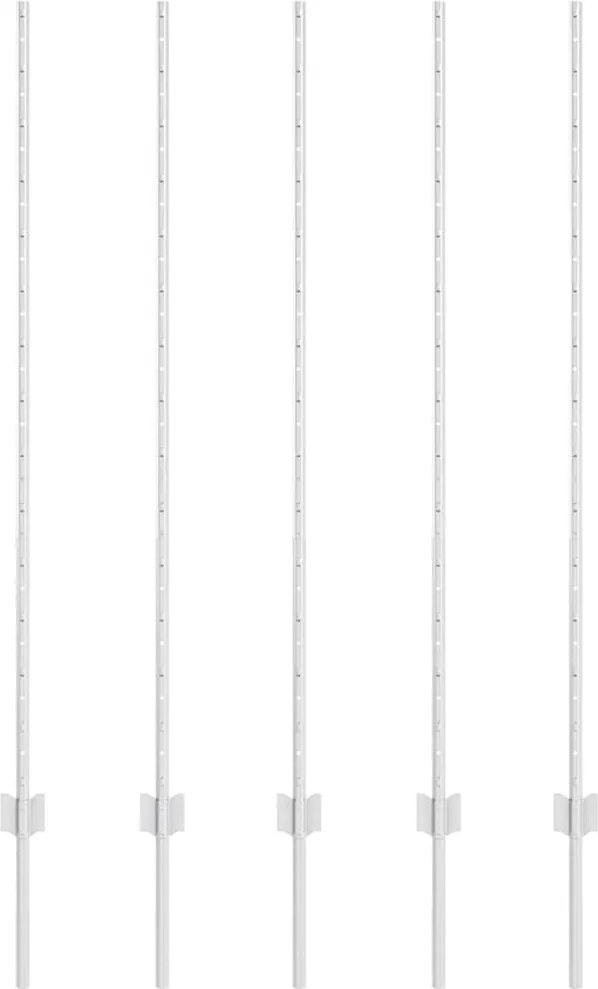 vidaXL Kerítésoszlop 5 pcs Ezüst 140 cm Acél