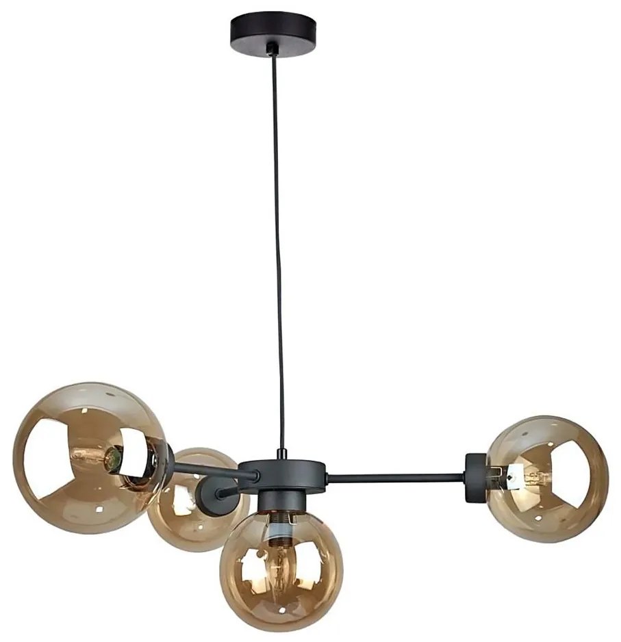 Csillár zsinóron KALIOPE II 4xE14/50W/230V fekete/füstös bézs