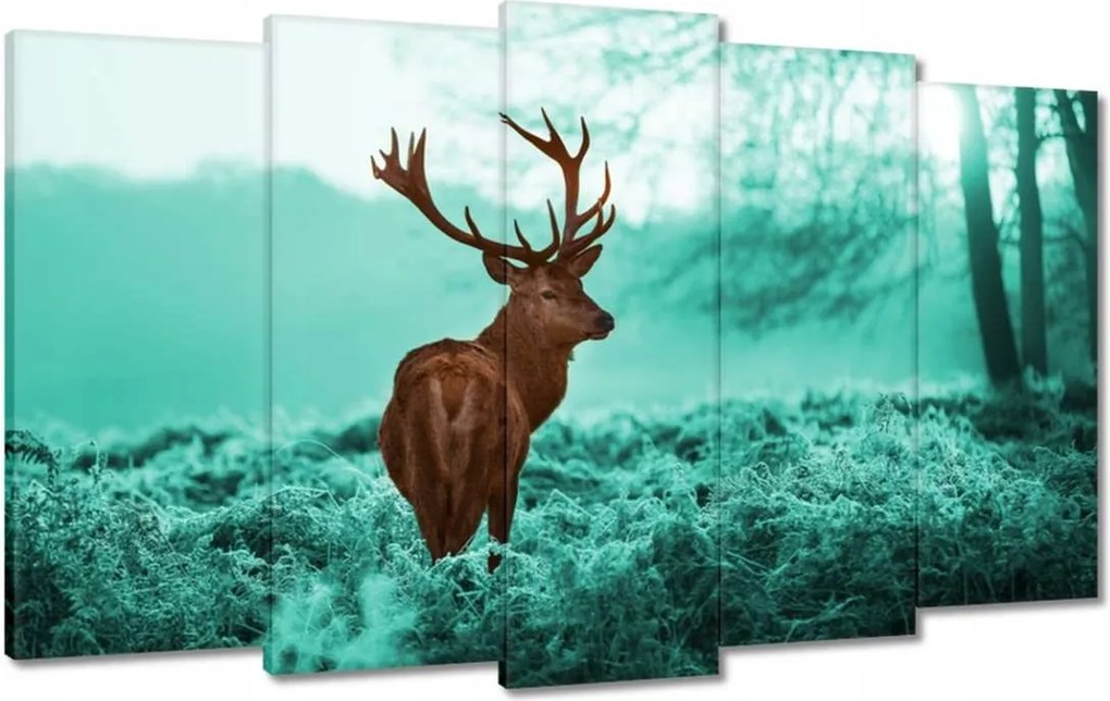 Vászonkép 100x60 Szarvas a türkiz erdőben