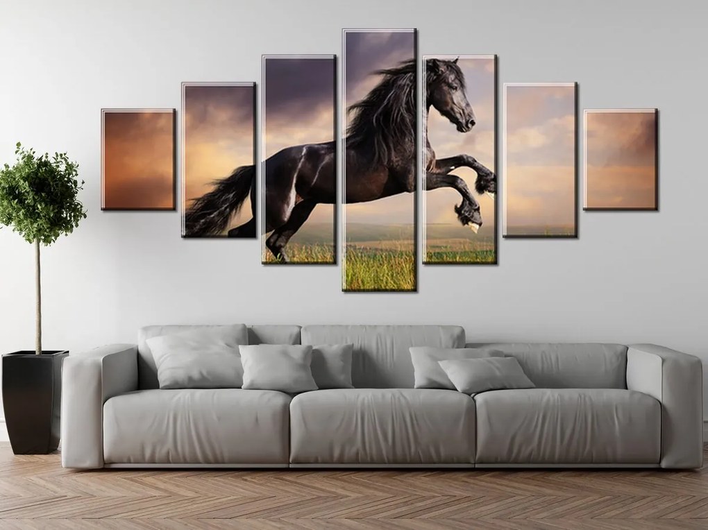 Gario Vászonkép Eros fekete ló - 7 részes Méret: 210 x 100 cm