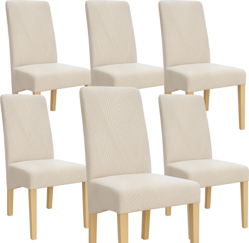 6 db Székhuzat XL Ferde Nagy Jacquard Elefántcsont Vastag