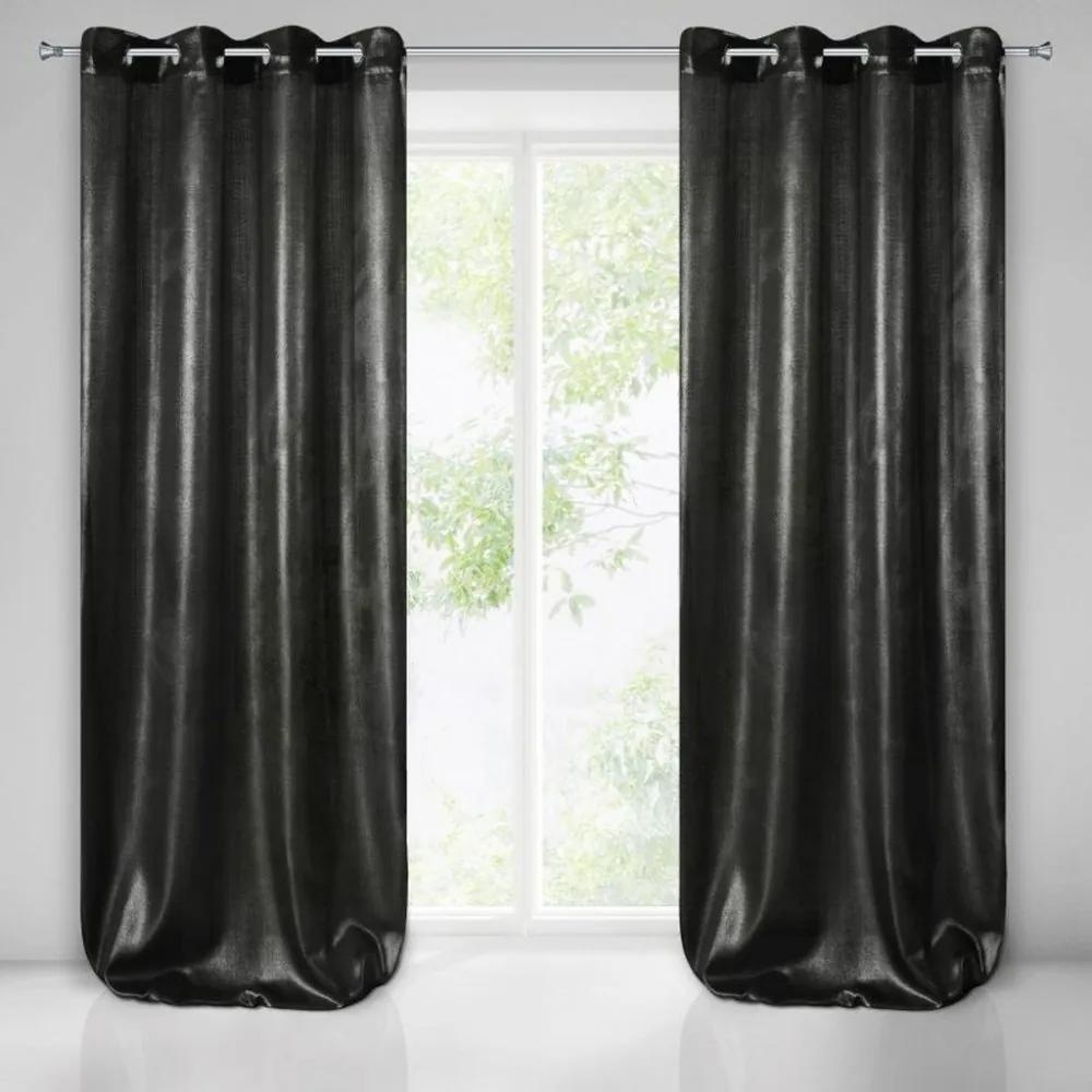 Elegáns fekete függöny, fényes 140 x 250 cm Hossz: 250 cm
