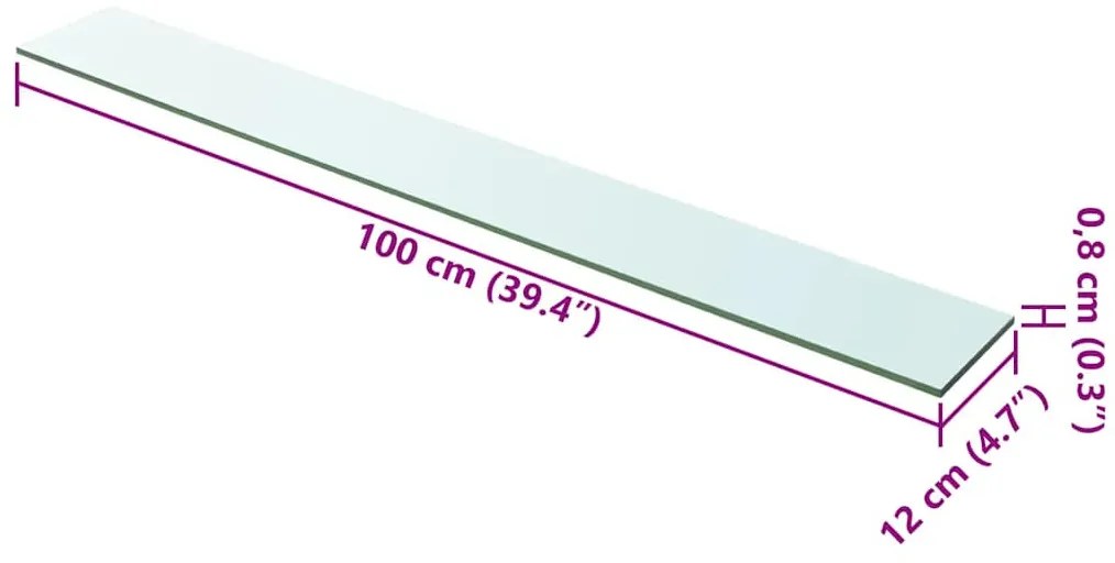 2 db átlátszó üveg paneles polc 100 x 12 cm
