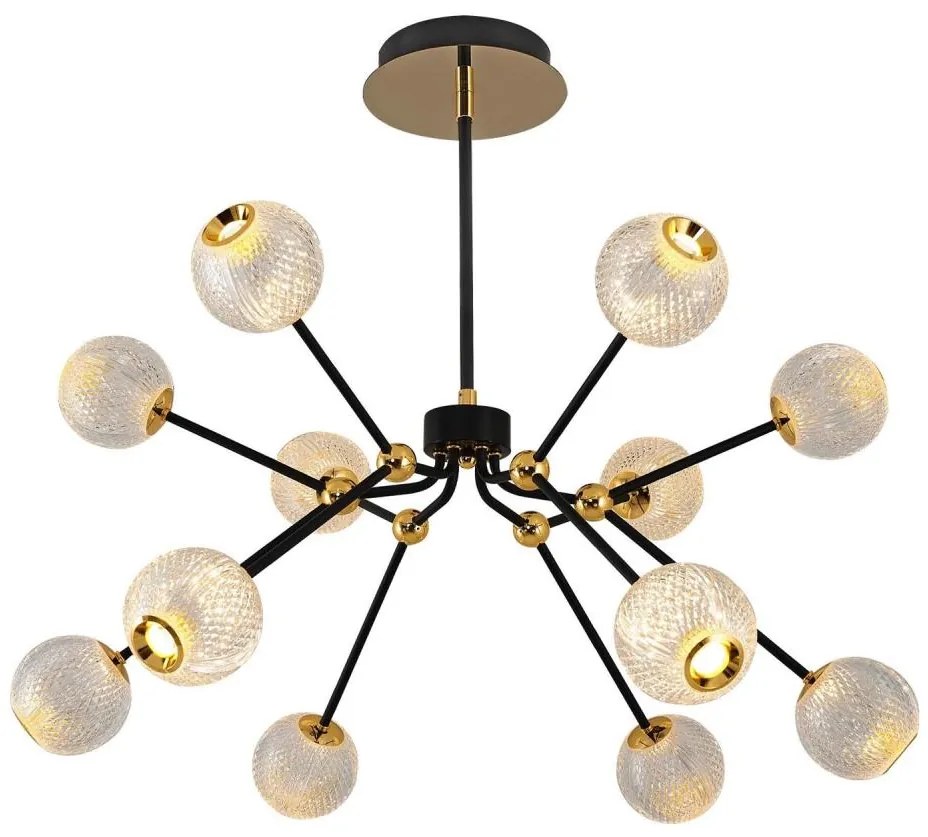 LED csillár rúdon GELA 12xLED/5W/230V 3000K fekete/arany