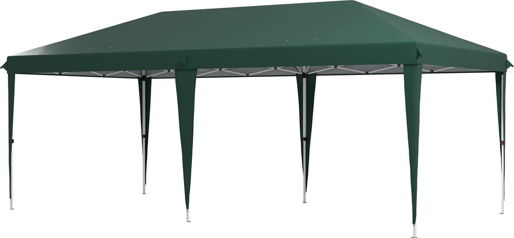 Outsunny Összecsukható Pavilon 6x3 m Napellenző 3 Állítható Magassággal UV Ellenálló Napernyő és Szállítótáska Kempingezésekhez Zöld | Aosom