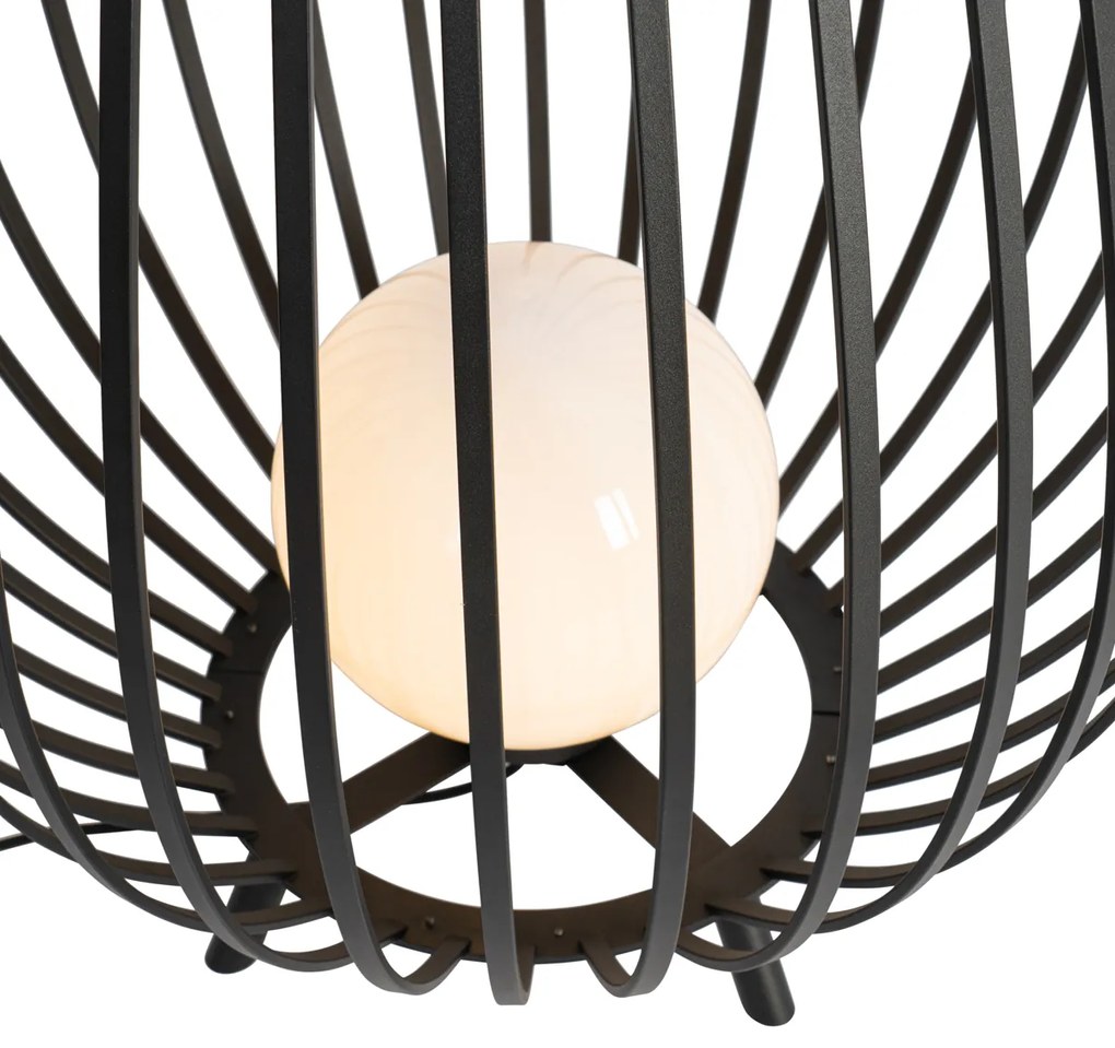 Design állólámpa fekete opál üveggel 110 cm - Angela