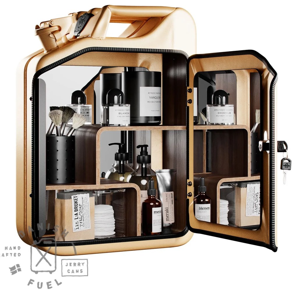 Koupelnová skříňka / kanistr - Bathroom Cabinet, Gold, 6 variant - Danish Fuel Variáns: Walnut