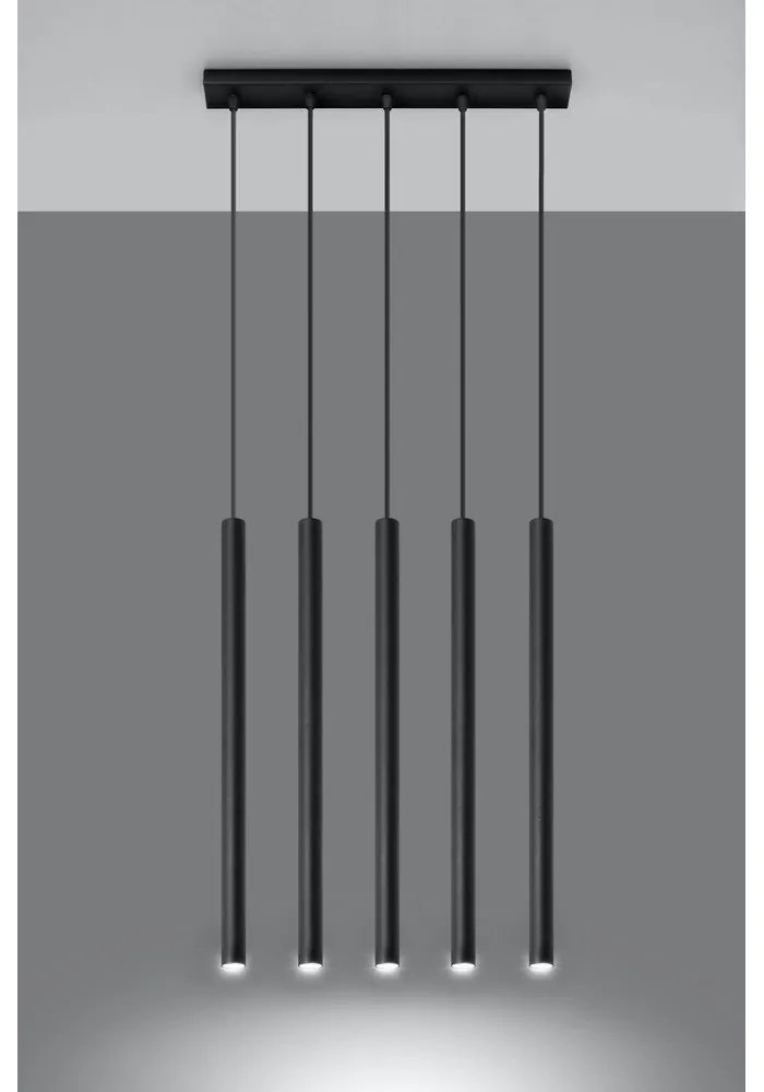Fideus fekete függőlámpa, hosszúság 45 cm - Sollux