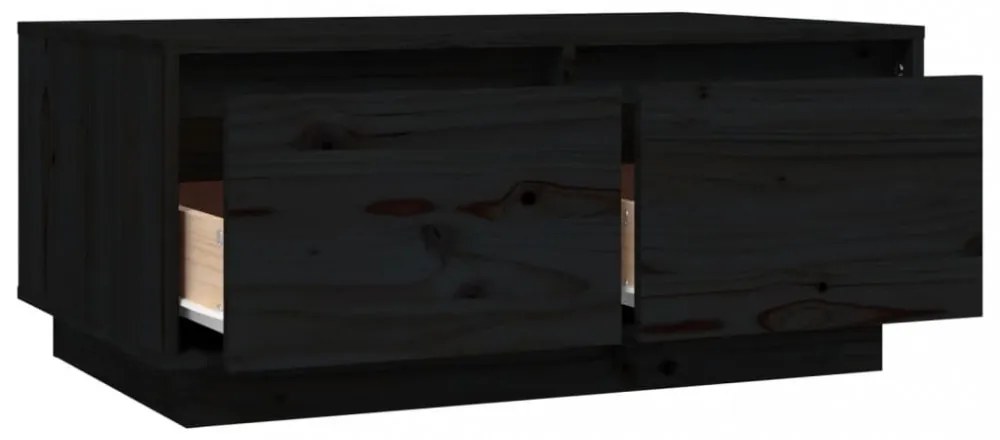 fekete tömör fenyőfa dohányzóasztal 80x50x35 cm