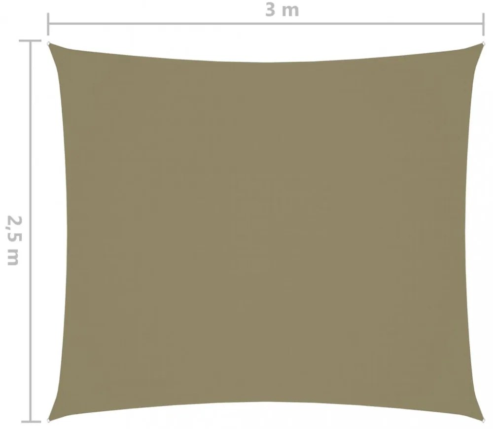 bézs téglalap alakú oxford-szövet napvitorla 2,5 x 3 m