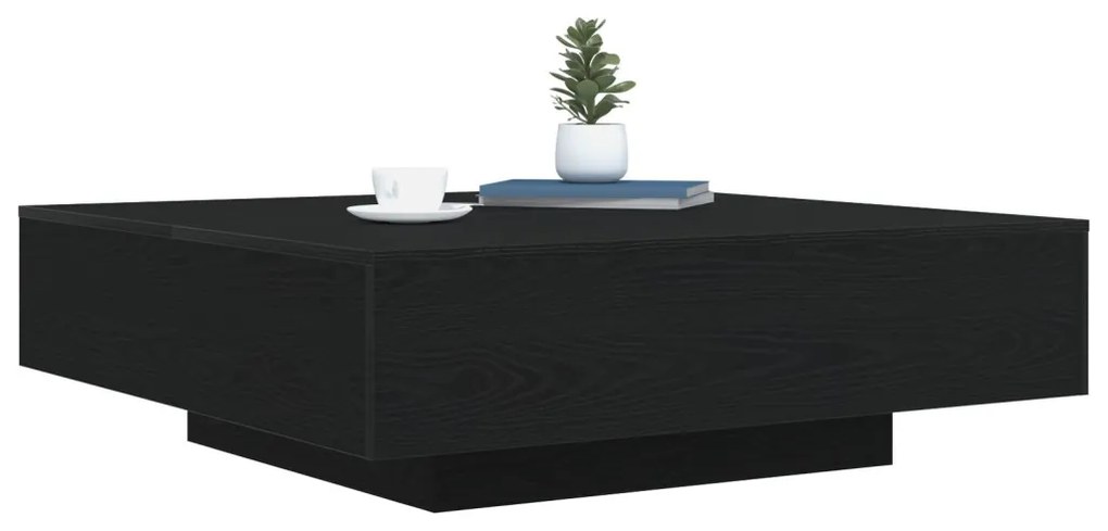 LED lámpás kávézóasztal fekete tölgy 100x100x31 cm