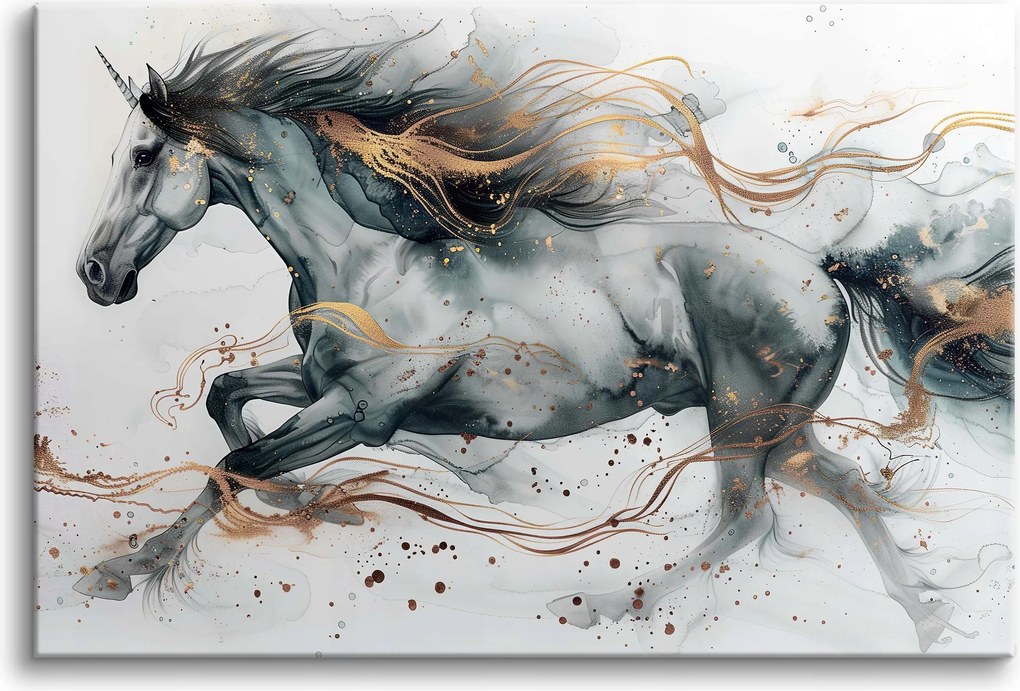 Vászonkép falikép nappaliba ló galopp arany 80x120cm