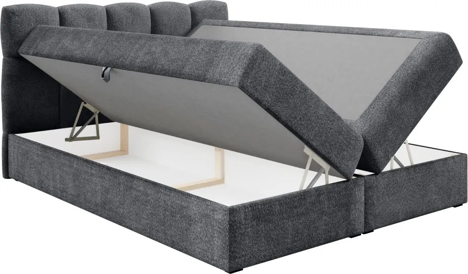 Boxspring ágy, 200x200, sötétszürke, NEGRY