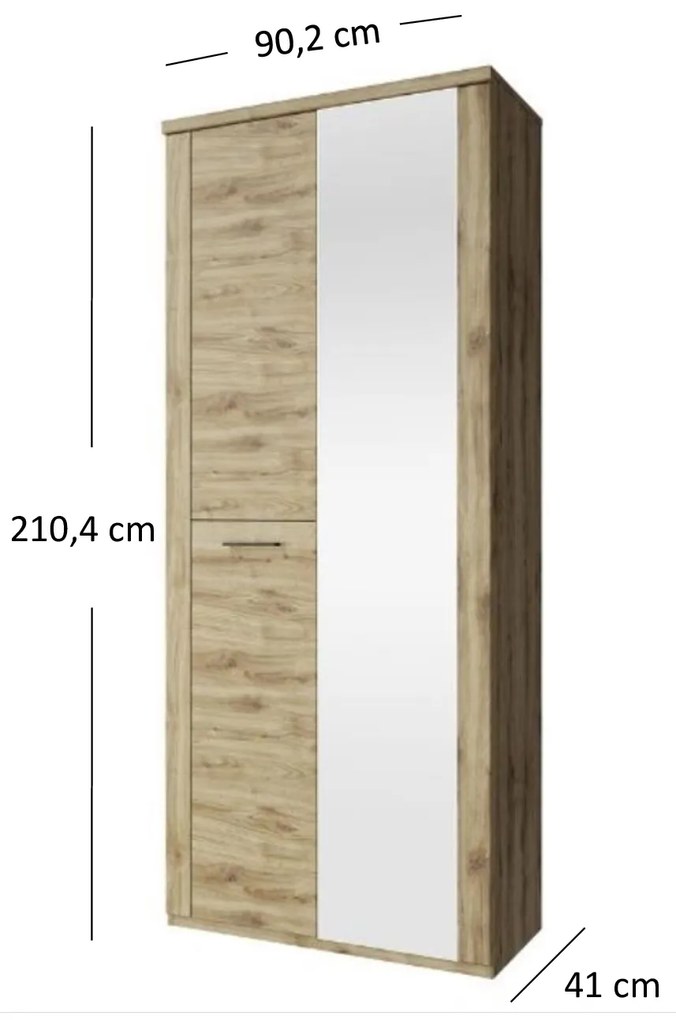 Ruhásszekrény Deloris 2D (tükörrel) (navarra tölgy). 1052900