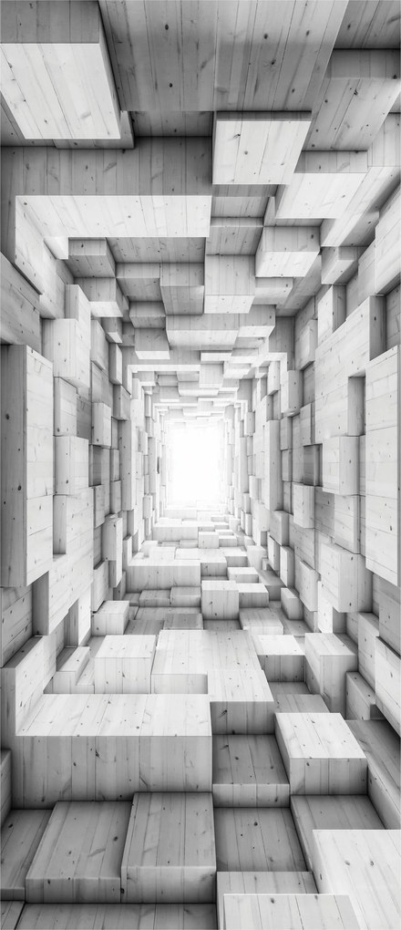 Fotótapéta Folyosó Fa blokkok Illúzió Perspektíva Mélység 91x211 +ragasztó