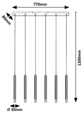 Rabalux 72362 - Csillár zsinóron RAMIRA 6xG9/5W/230V fekete