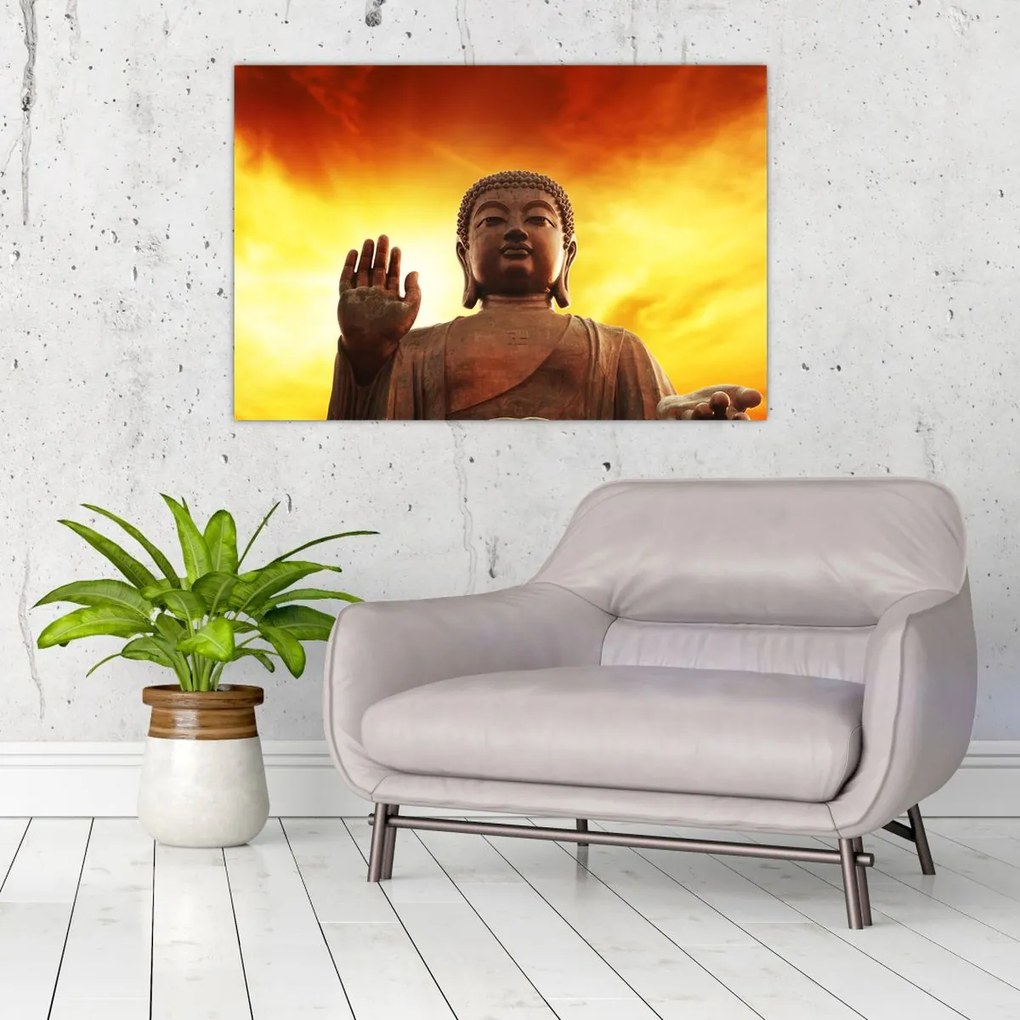 Kép - Buddha piros és sárga háttérrel (90x60 cm)