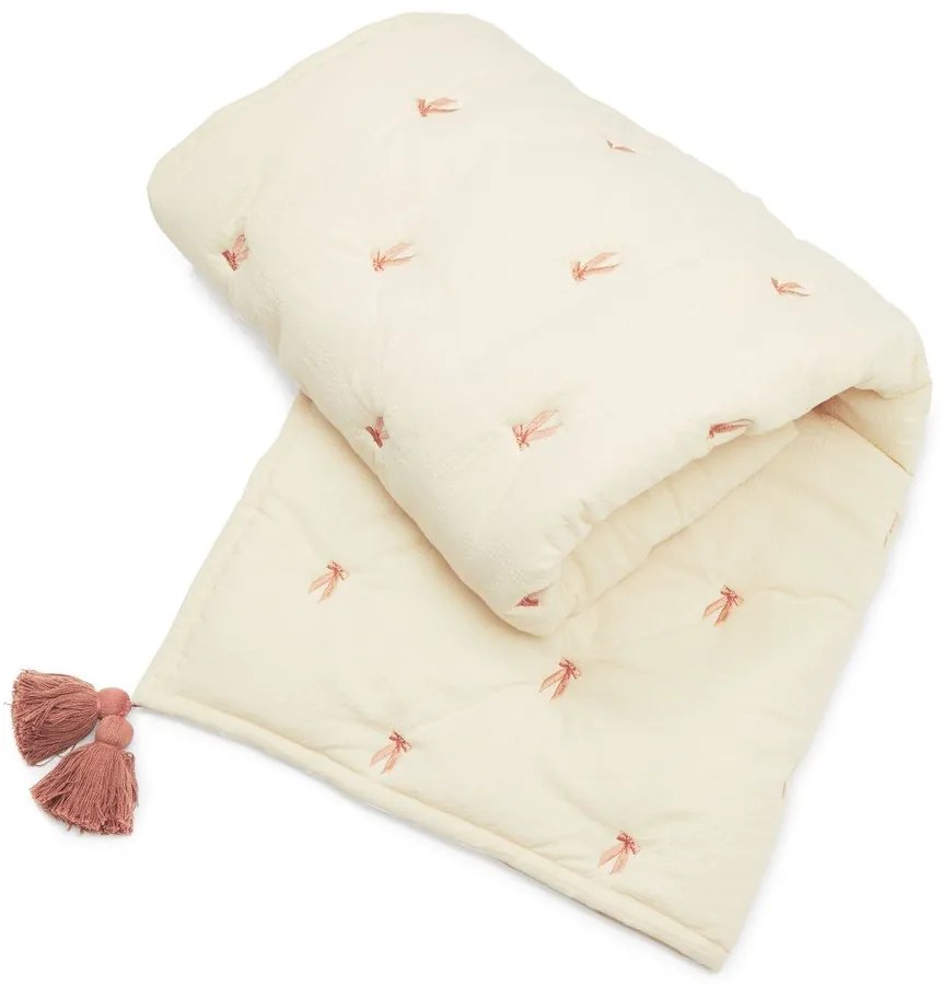 Világossárga-rózsaszín bio pamut steppelt gyerek takaró 90x120 cm Bows – Cam Cam Copenhagen