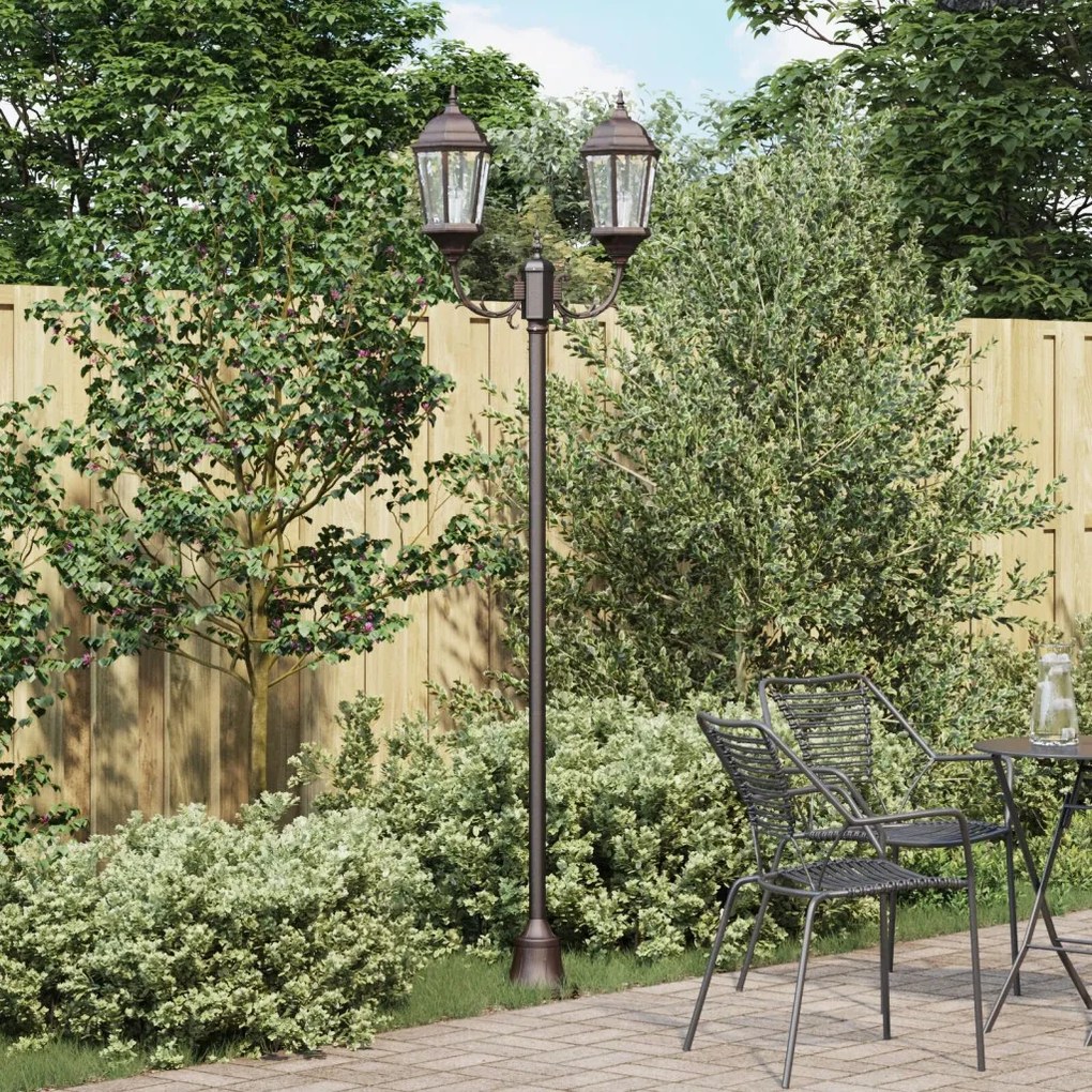 Kert Világítóoszlop 2-Lámpás E27 Bronz 220 cm Alumínium