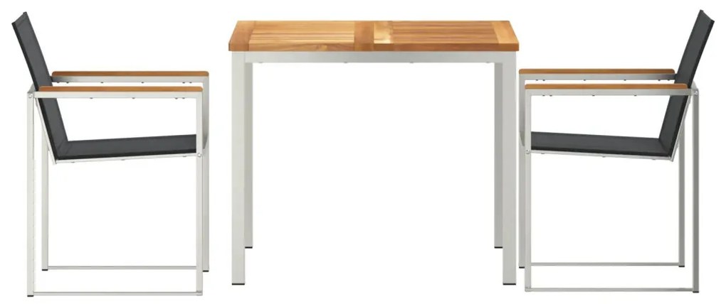 3 Részes Kerti Étkezőszett Tömör Fa Teak, Kültéri Étkezőasztal 90x90x74.5 cm Tömör Fa Teak