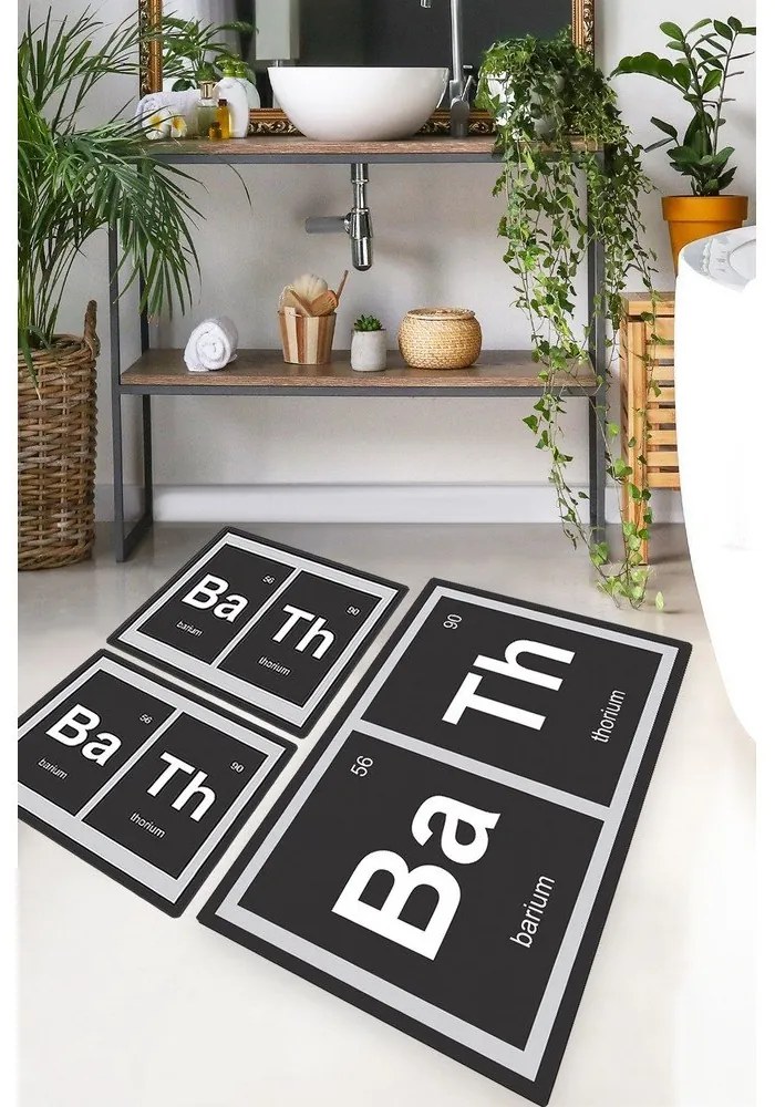 Fekete fürdőszobai kilépő szett 3 db-os 60x100 cm Barium – Foutastic