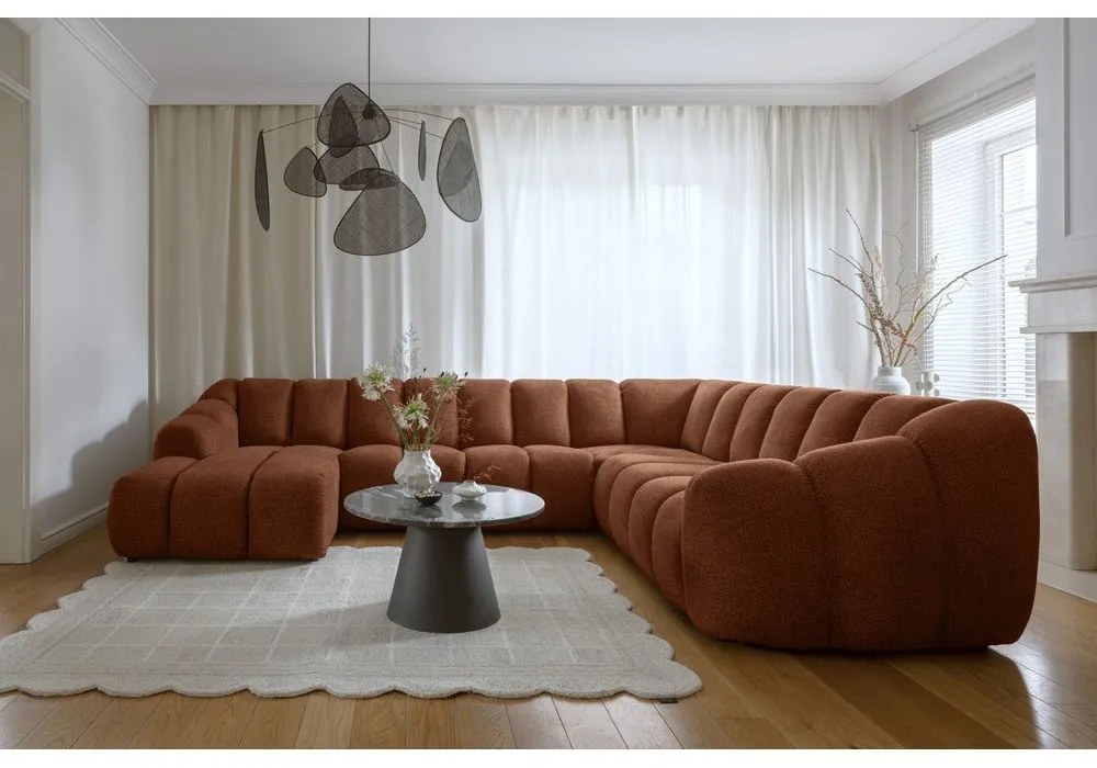 Terrakotta színű sarokkanapé (jobb oldali-U alakú) Shell – Miuform