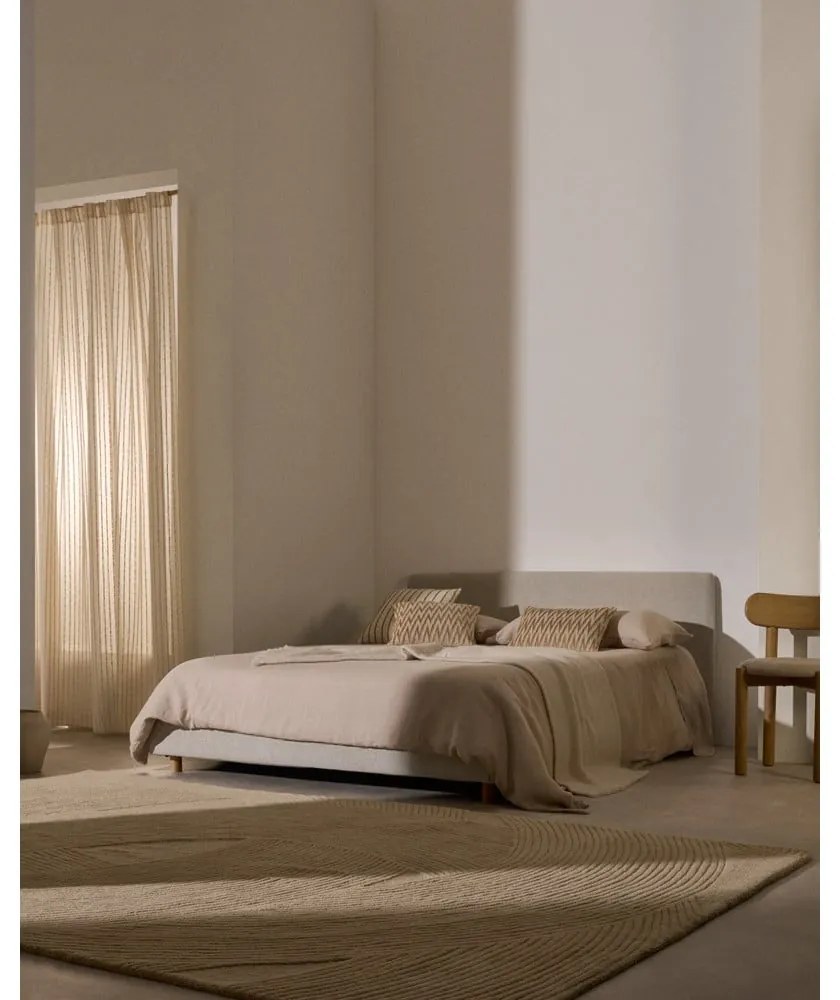 Szürke kárpitozott franciaágy ágyrács nélkül 160x200 cm Valma – Kave Home