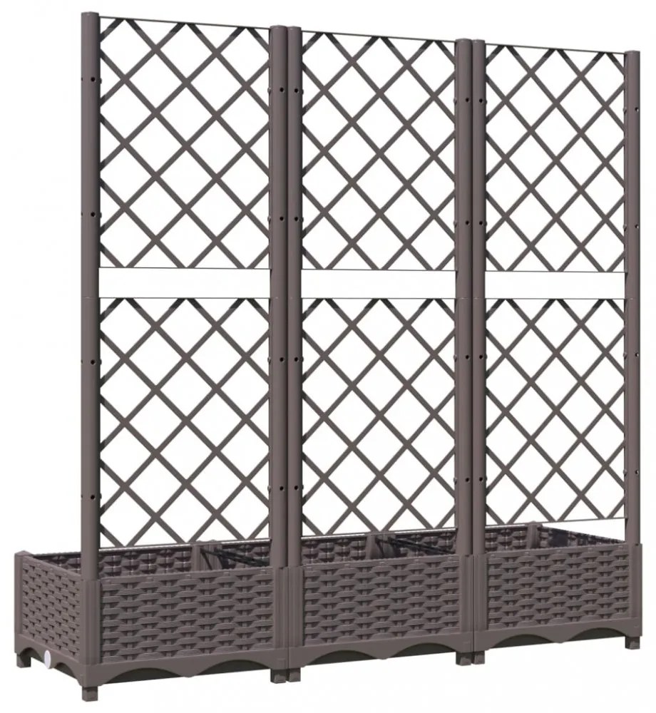 barna PP kerti virágláda ráccsal 120 x 40 x 121,5 cm